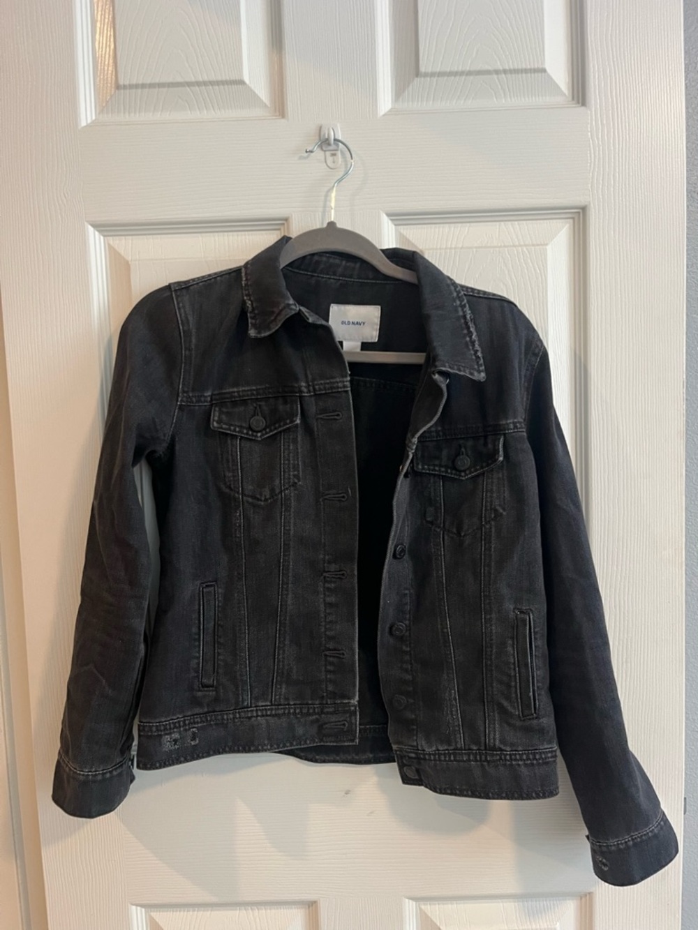 Old Navy Black Denim Jacket with Contrast Stitching